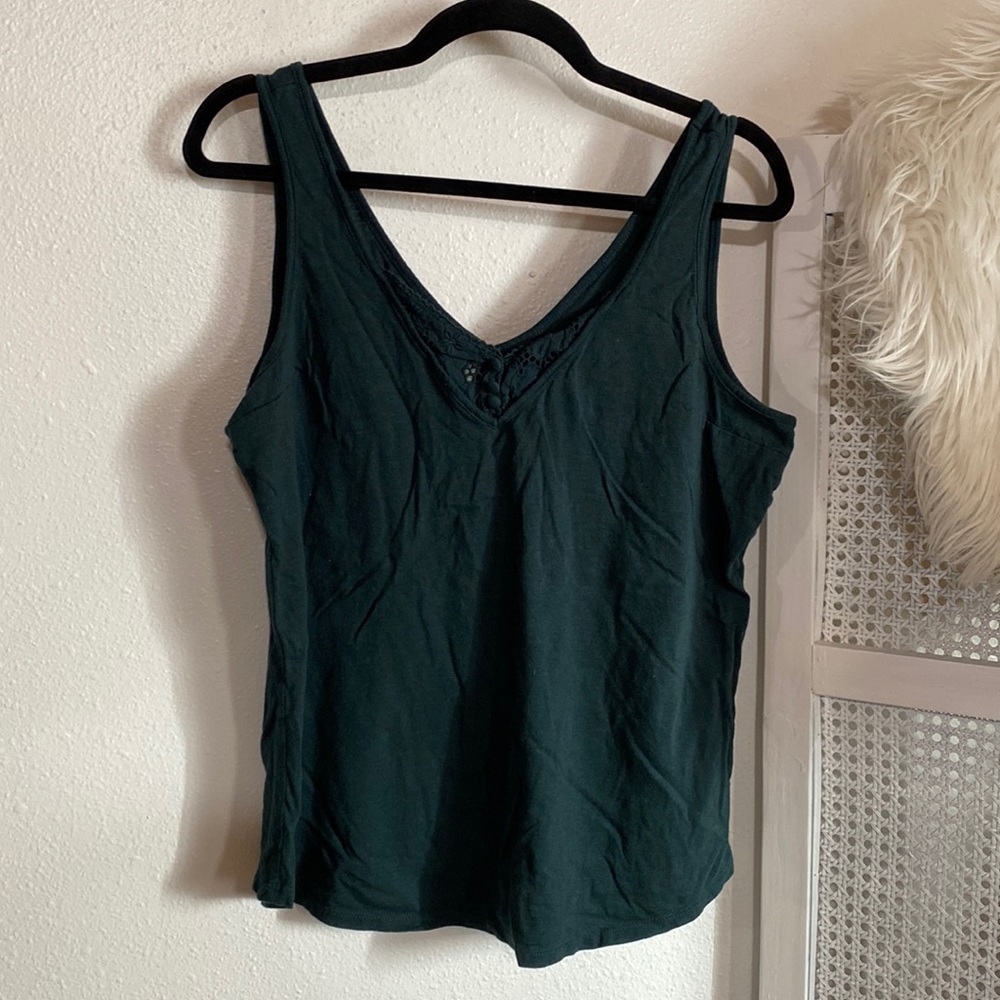 👠 Maurice’s green emerald tank top with eyelet trim and buttoned vneck